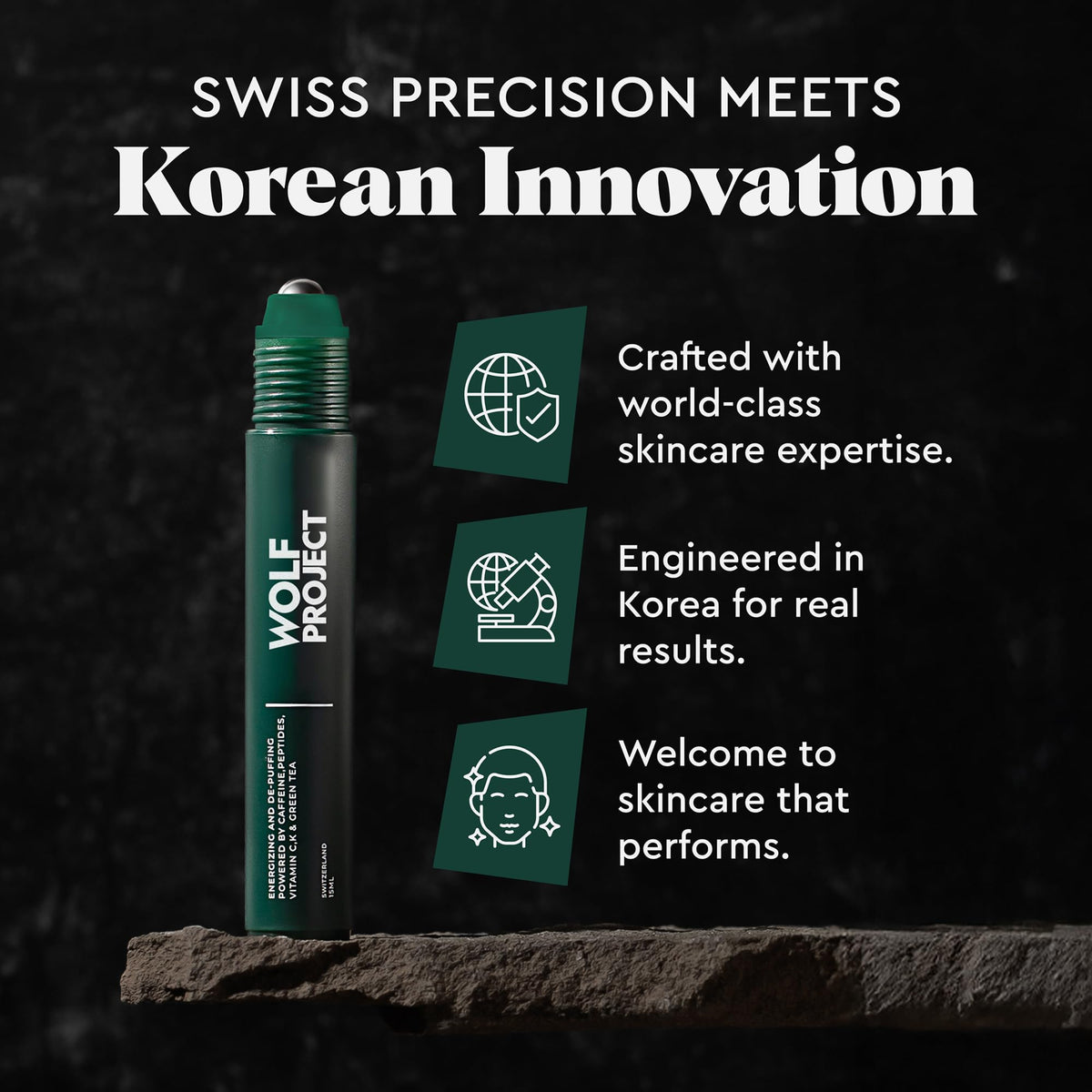 Gel texture demonstration of The Wolf Project Energizing Under Eye Roller.