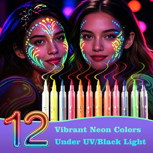 Close up of Colayerist UV neon body paint marker tips