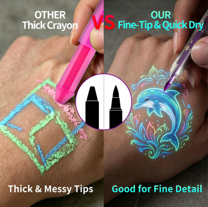 Artist applying neon face paint with Colayerist markers