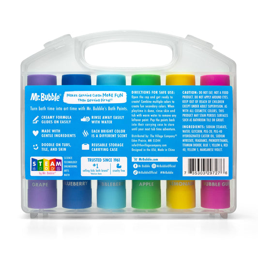 Close up of Mr. Bubble washable bath paint sticks