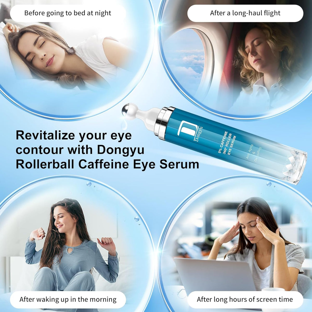 Model using Dongyu metal roller for dark circle treatment