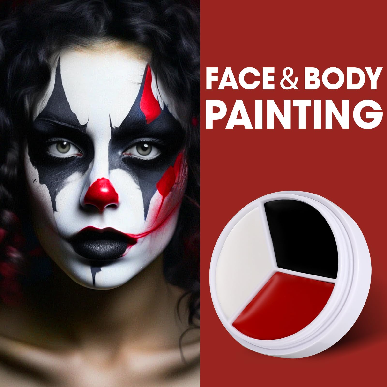 LOKFAR professional cosplay face paint palette with included blending brushes and makeup sponges.