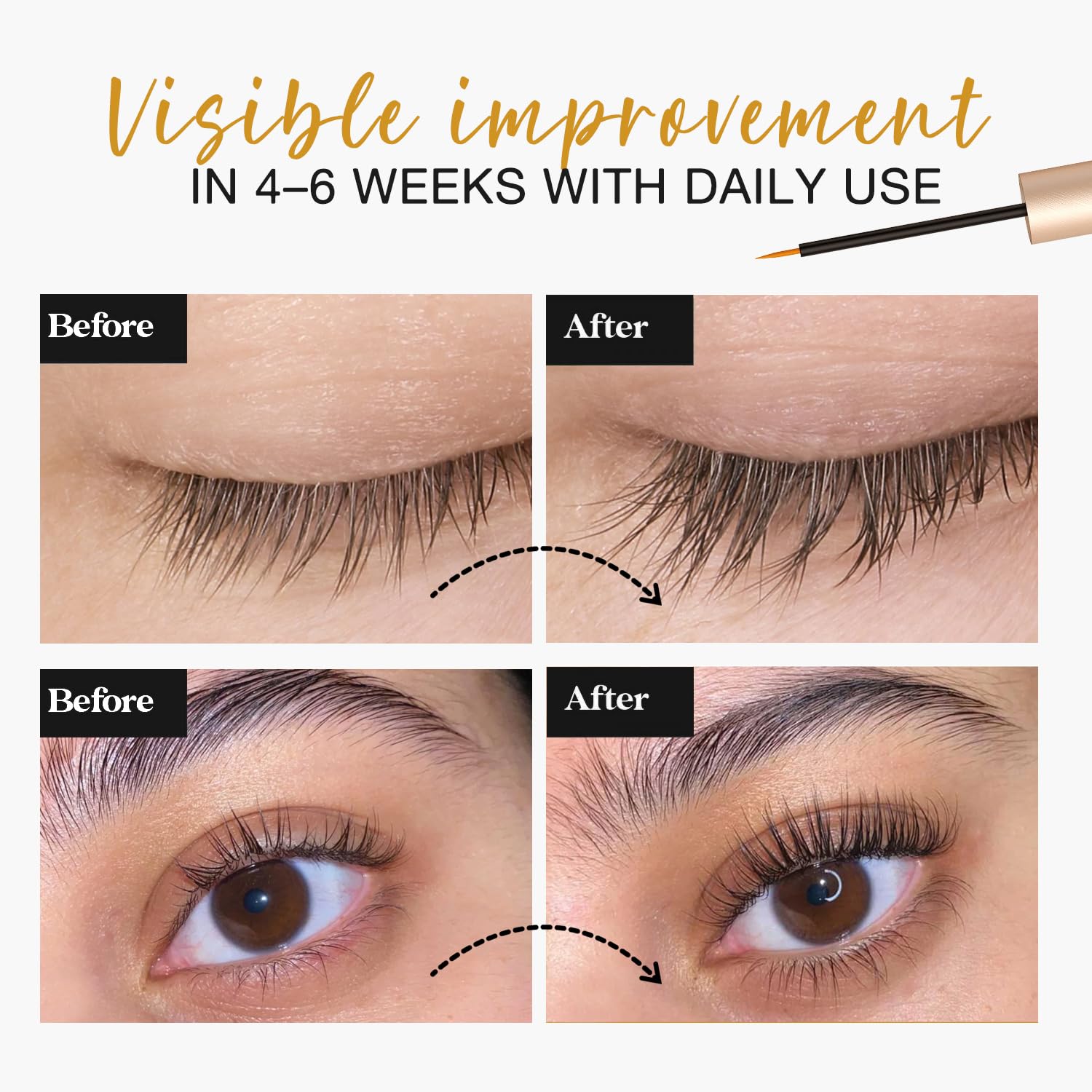 Close up of Arishine eyelash serum applicator brush