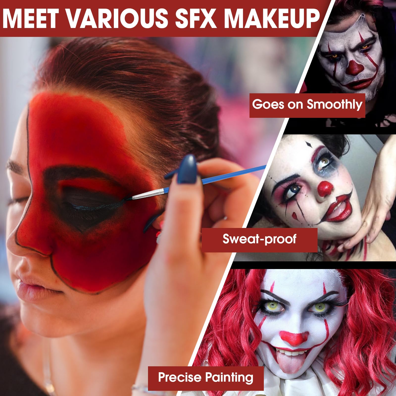 LOKFAR sweatproof special effects body paint kit with application tools for zombie costumes.