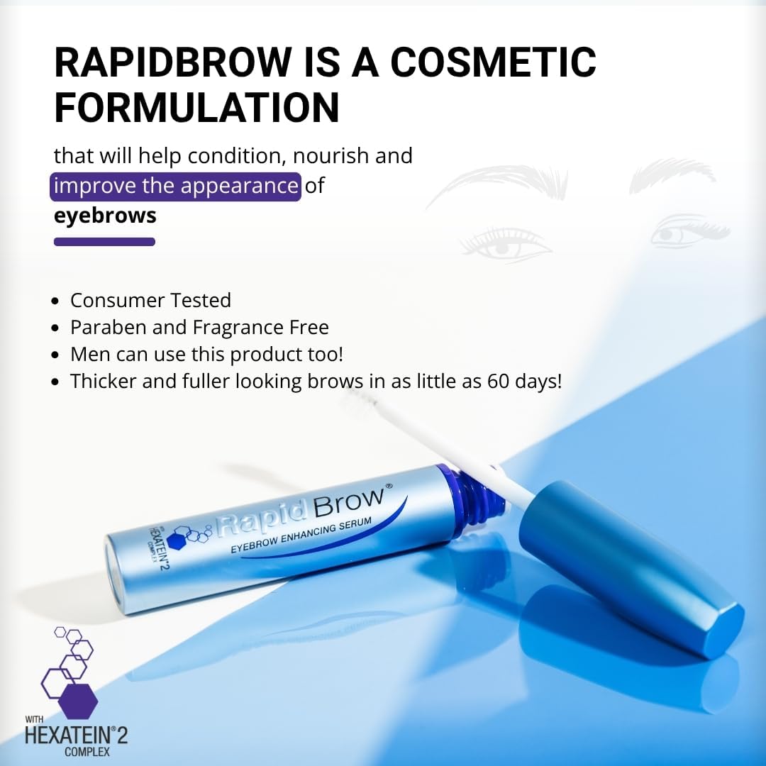 Model applying RapidBrow serum to eyebrows