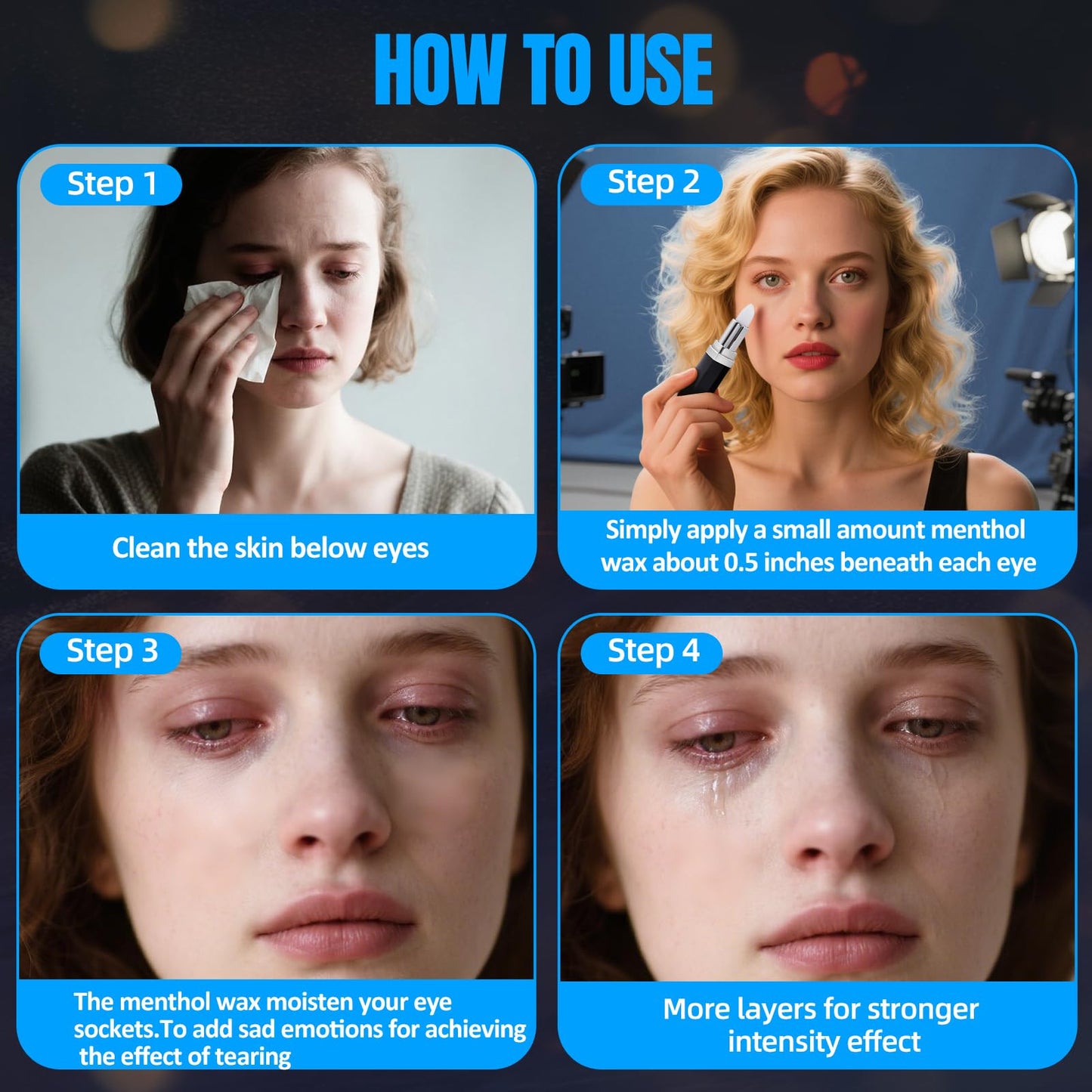 MEICOLY cry stick for theatrical stage and film acting visual demonstration