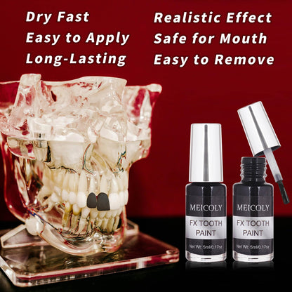 Halloween zombie cosmetic liquid bottle highlighting the quick dry formula labels