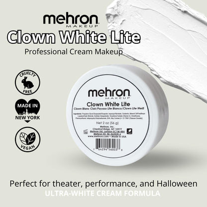 Mehron professional white cream face paint jar showing brand label