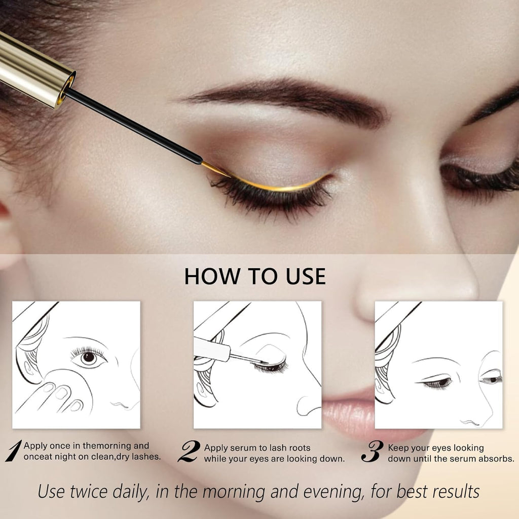 Side profile of Asamo gold lash serum container 3 milliliters
