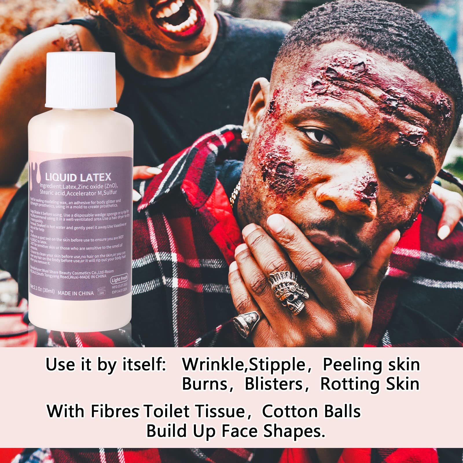 Mysense scar wax and liquid latex bottles with metal spatula tool