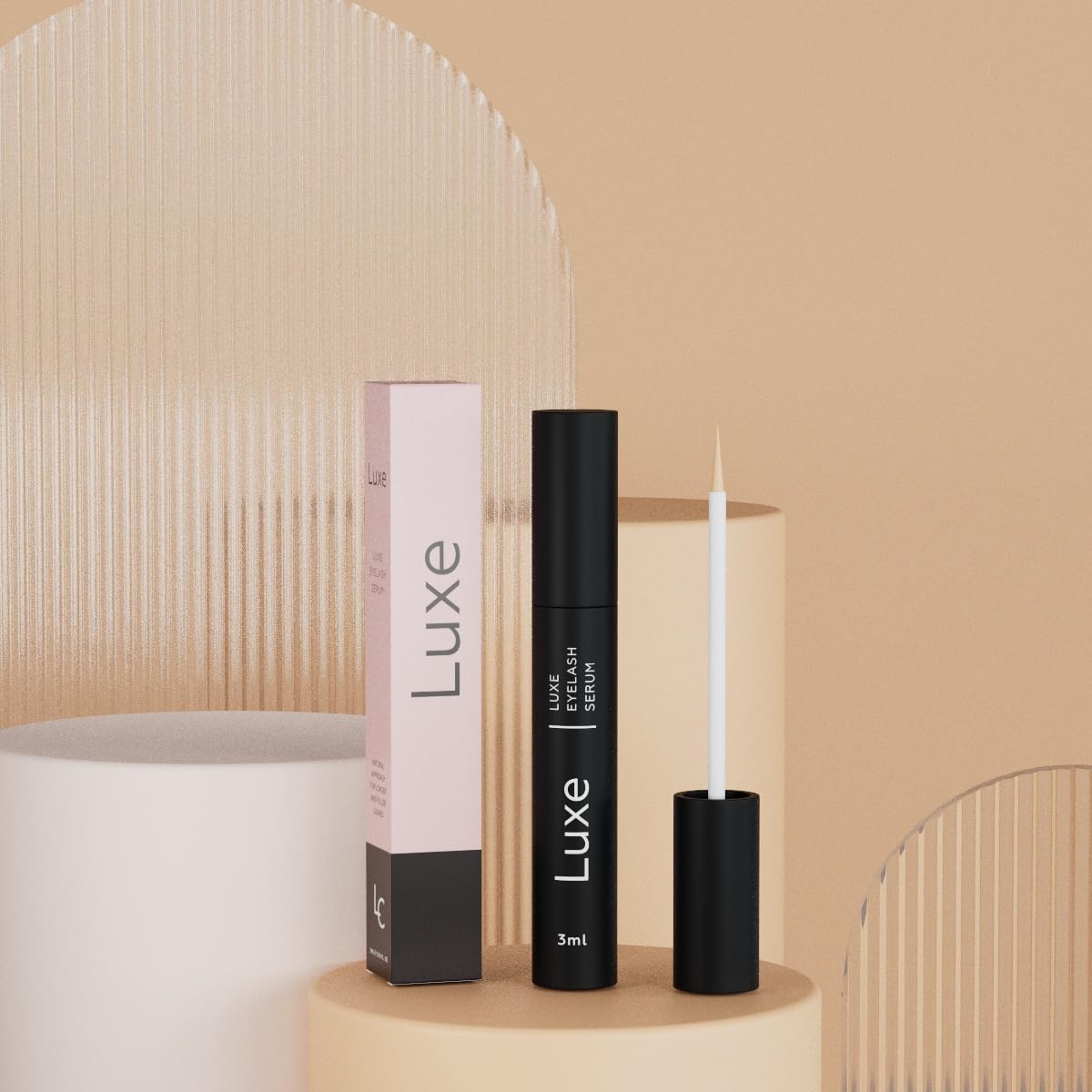 Luxe Cosmetics eyelash serum vegan formula label details