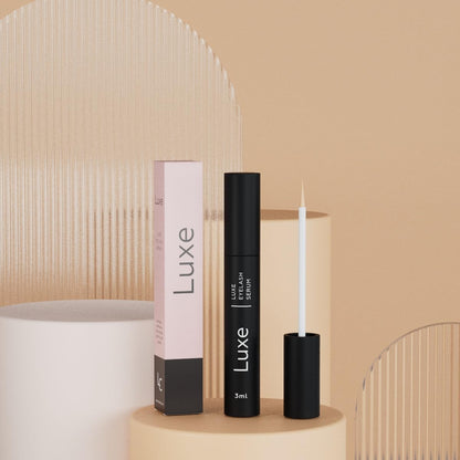 Luxe Cosmetics eyelash serum vegan formula label details