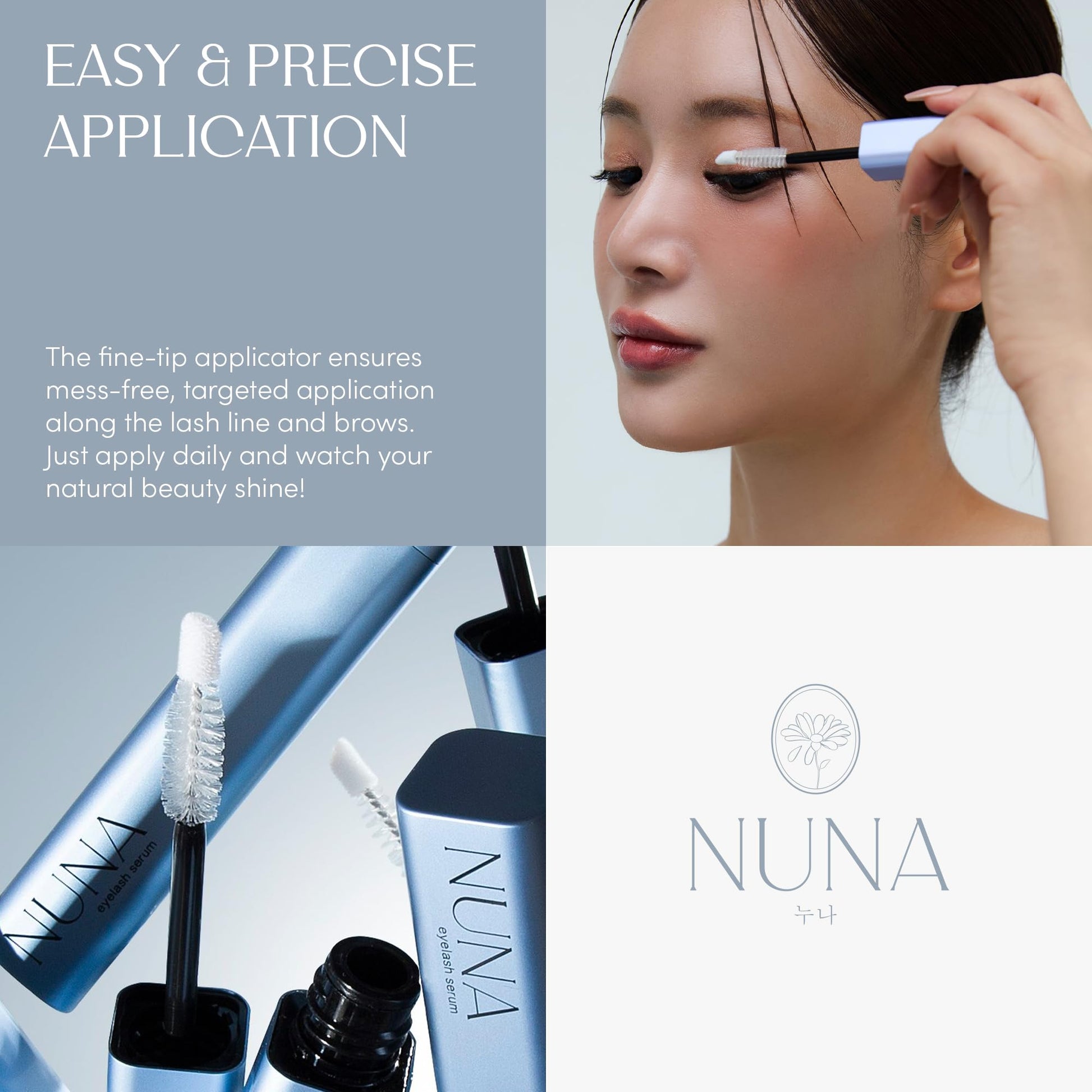 Side profile of Nuna Eyelash Growth Support Serum bottle