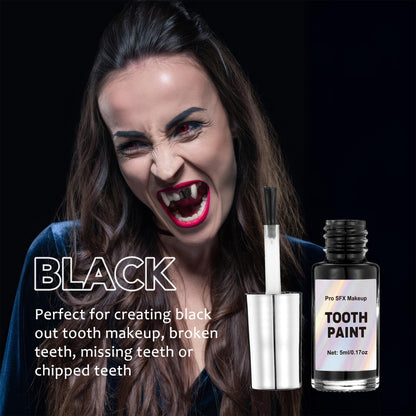 Temporary black out teeth paint liquid formula with applicator brush