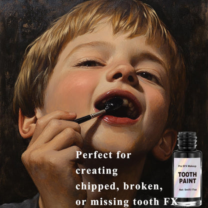 Quick drying temporary dental blackout paint for theatrical special effects