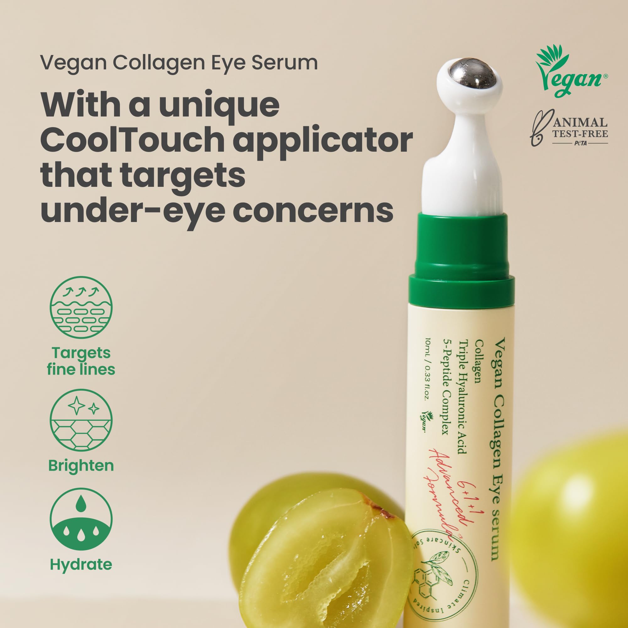 Axis-Y eye serum packaging showing vegan and peptide benefits