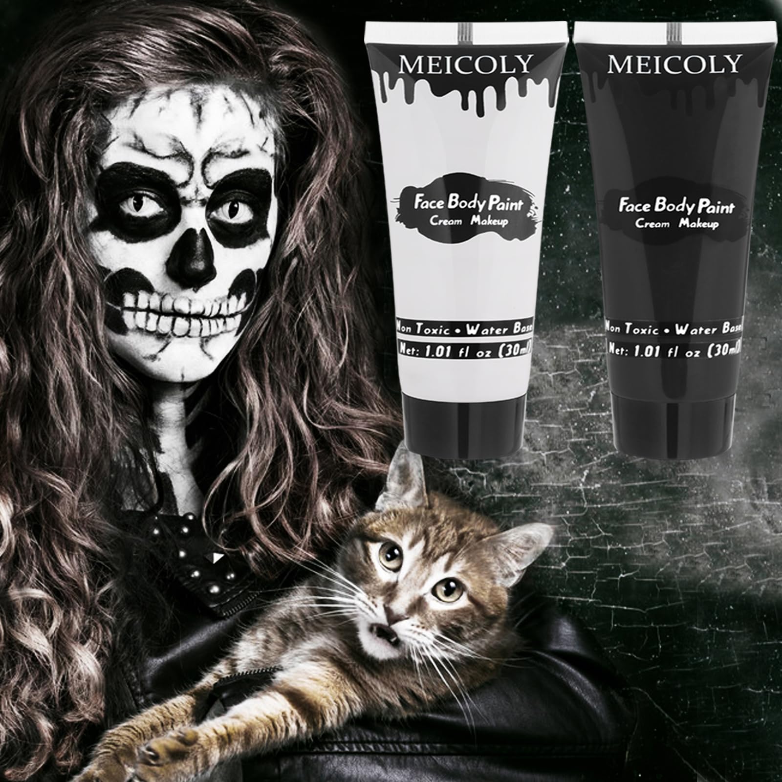 Washable safe face paint set for adults and children being applied with a white sponge