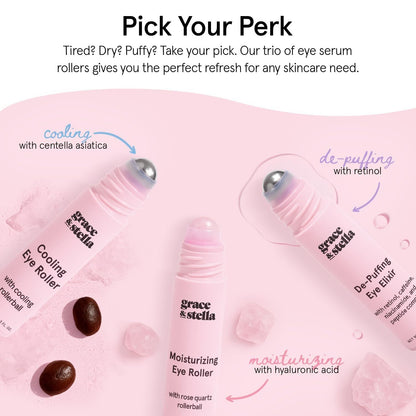 Vegan skincare eye treatment roller product shot