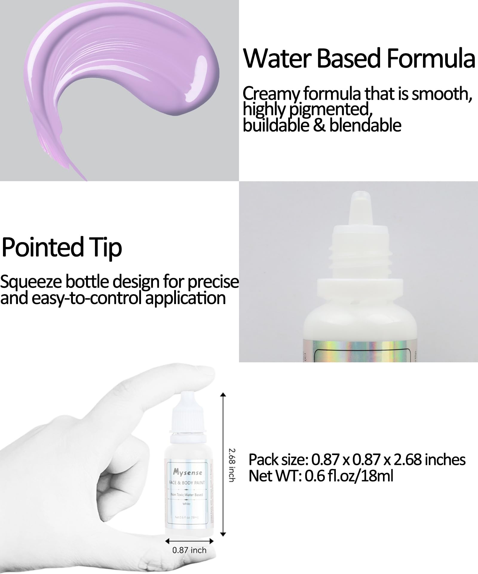 Water based non toxic purple face paint cream being applied smoothly for cosplay makeup