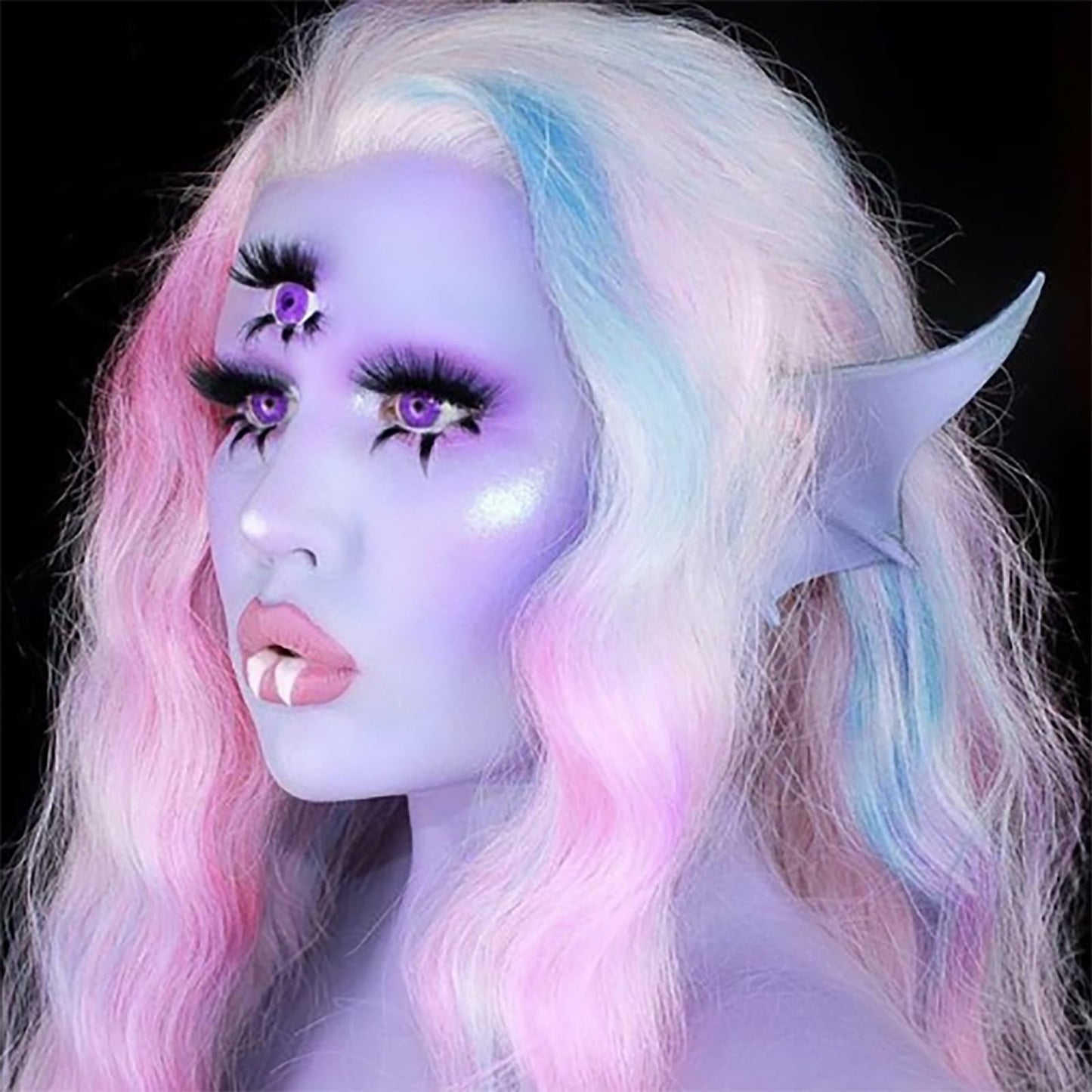 Halloween special effects makeup kit showing the pastel purple face paint tube ready for use