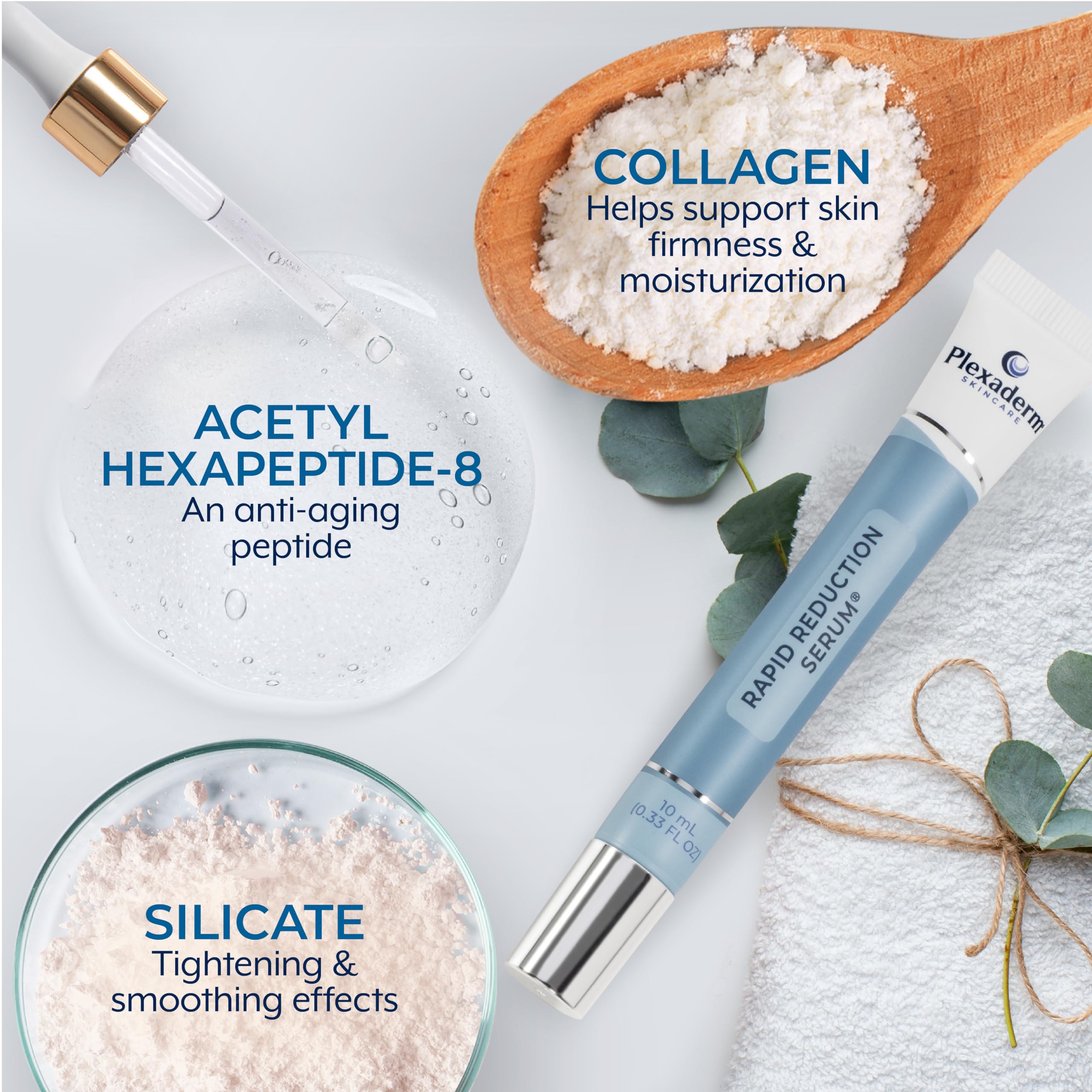 Plexaderm anti-aging serum packaging showing instant wrinkle reduction