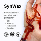 Close-up view of Mehron Makeup SynWax applied on skin to create realistic special effects