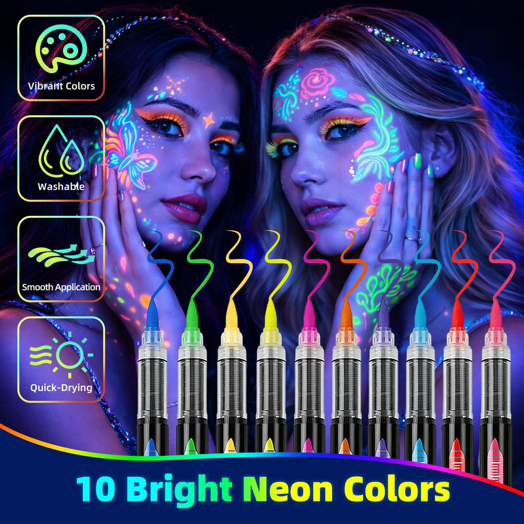 Giftmissu 10 colors neon paint pens arranged neatly