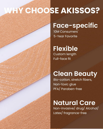 Close up of the breathable cotton texture of Akissos facial toning tape