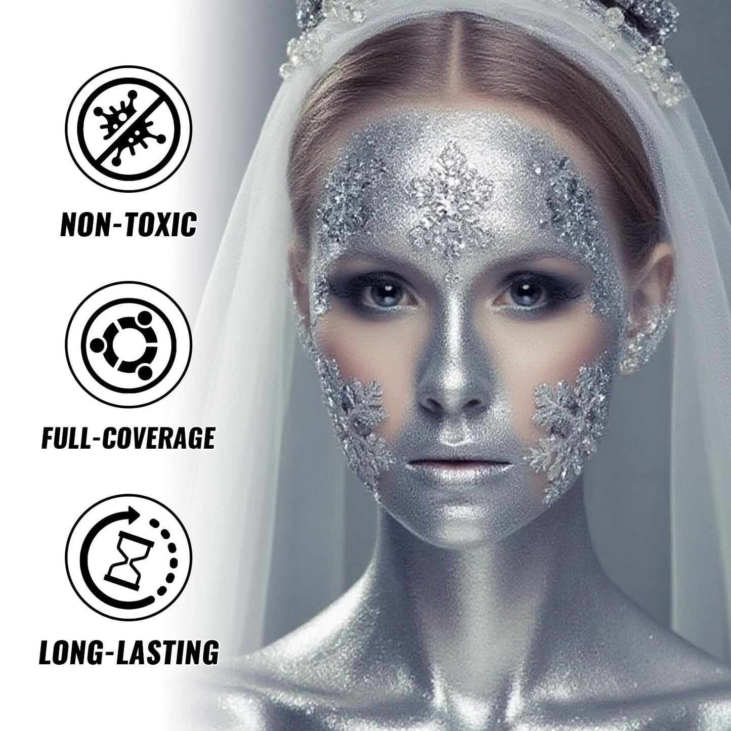Ybuete silver body paint stick twist up applicator detail