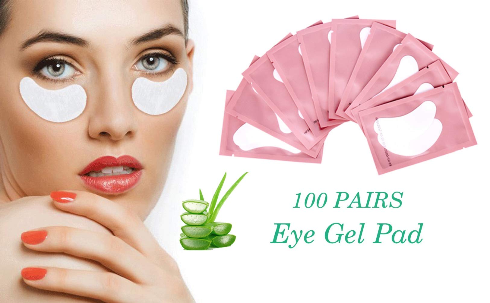Professional eyelash extension gel pads applied to eye area