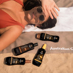 Australian Gold spray gel sunscreen texture demonstration on skin