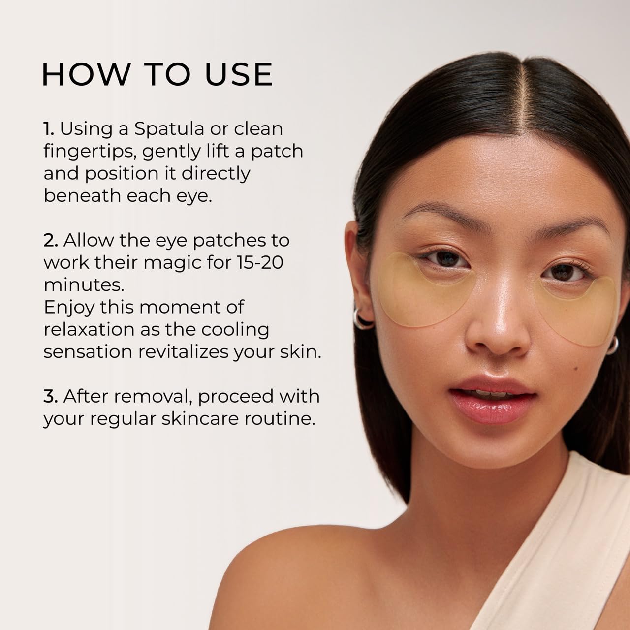 Yepoda caffeine eye mask packaging with product details highlighting anti-puffiness benefits.