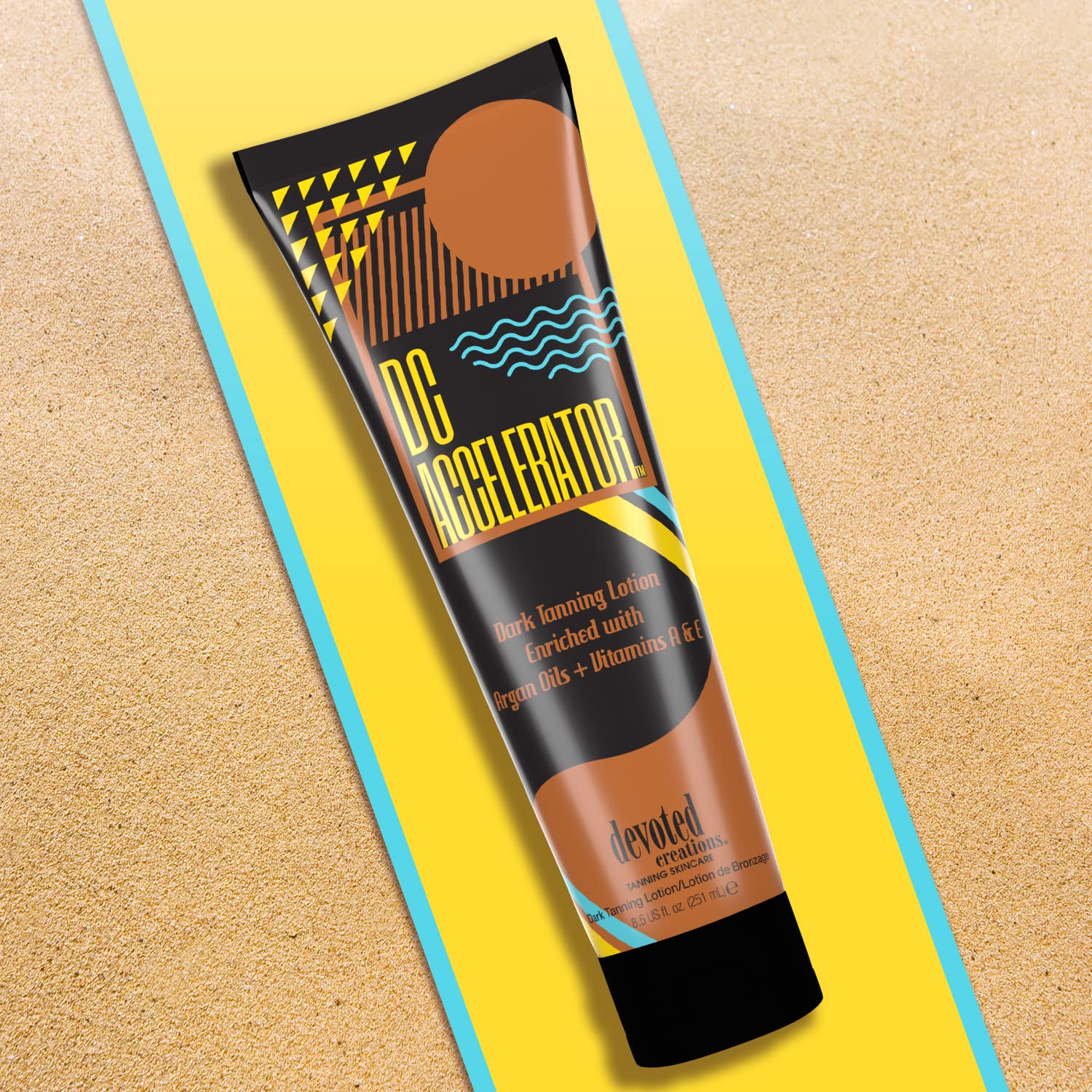 Authentic Devoted Creations indoor tanning lotion texture and branding