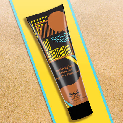 Authentic Devoted Creations indoor tanning lotion texture and branding