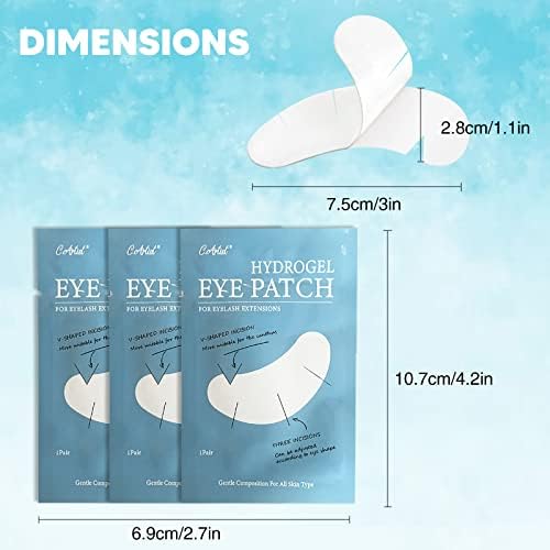 Application demonstration of the lint-free hydrogel patches protecting lower lashes during an eyelash extension session.