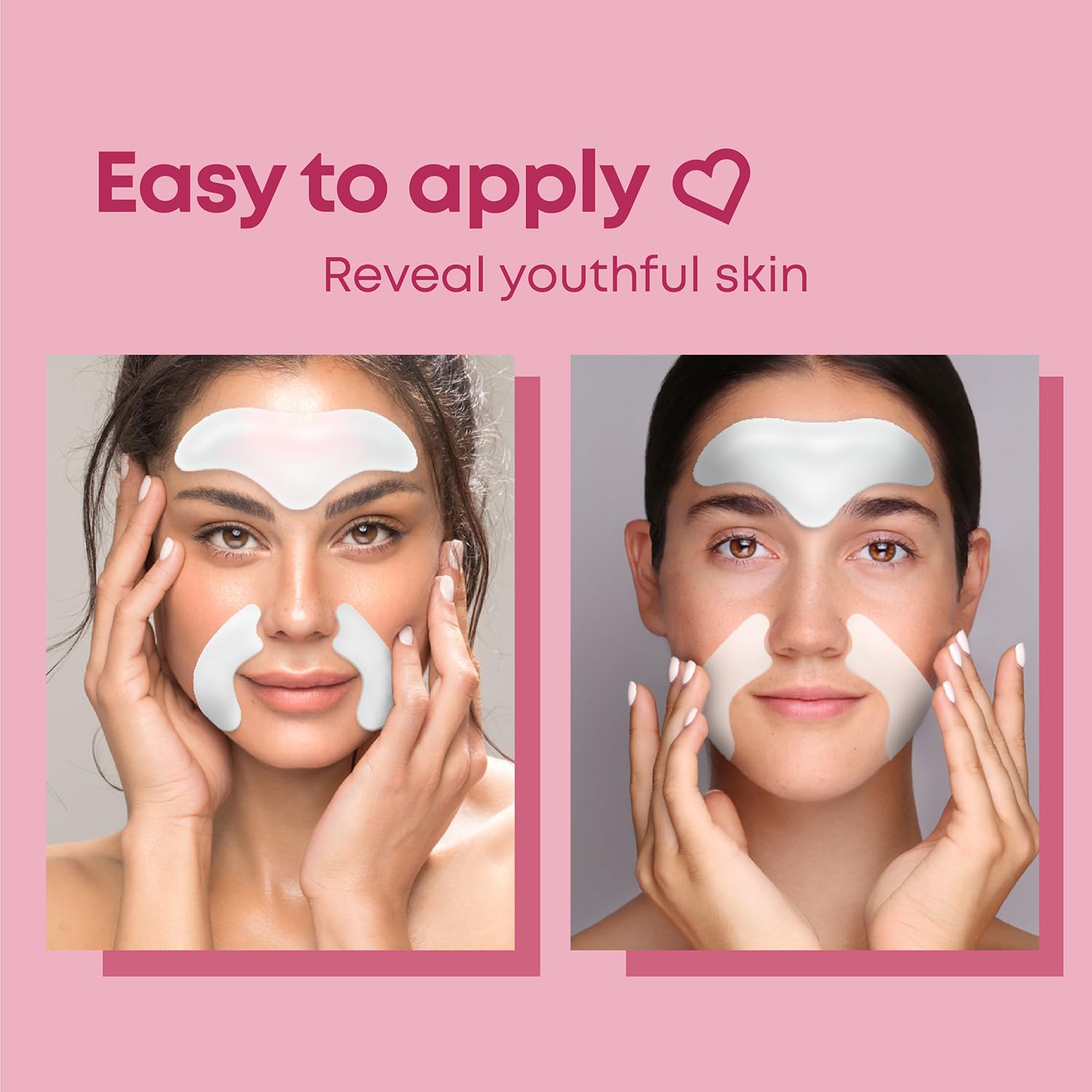 Bayside skincare patches application on forehead and mouth lines for anti-aging