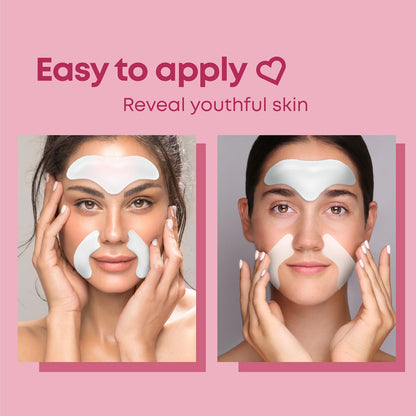 Bayside skincare patches application on forehead and mouth lines for anti-aging