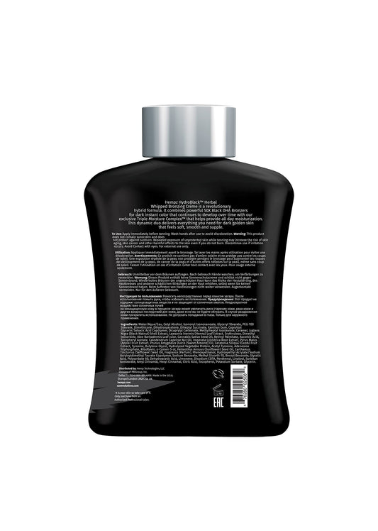 Hempz Hydroblack tanning lotion packaging details