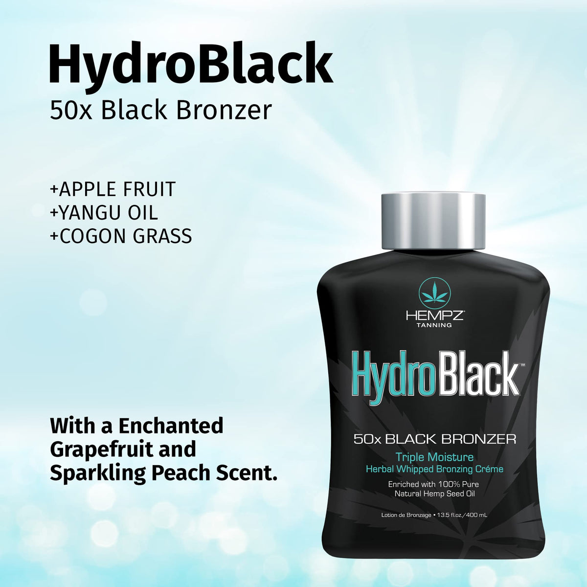 Hempz Hydroblack 50X Black Bronzer back label details