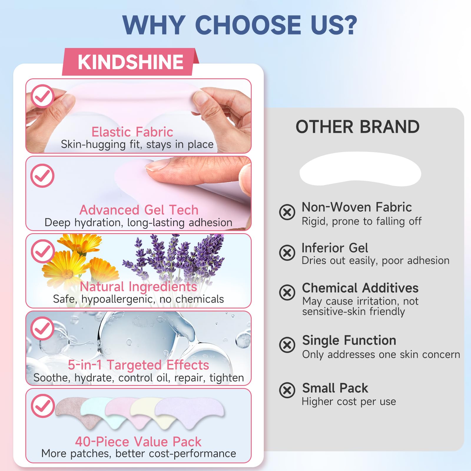 Skincare patches showing mechanical smoothing action for forehead furrows.