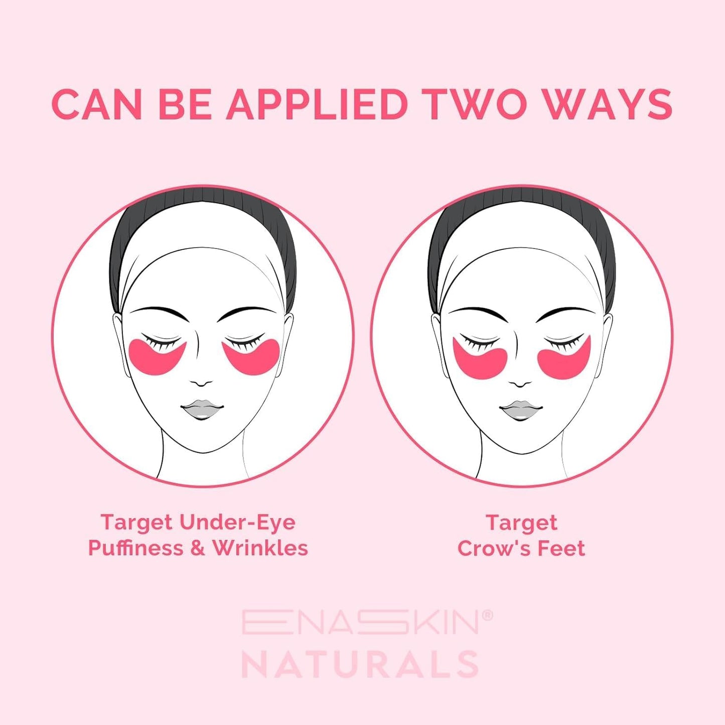 Hydrating hyaluronic acid and niacinamide under eye masks close up view