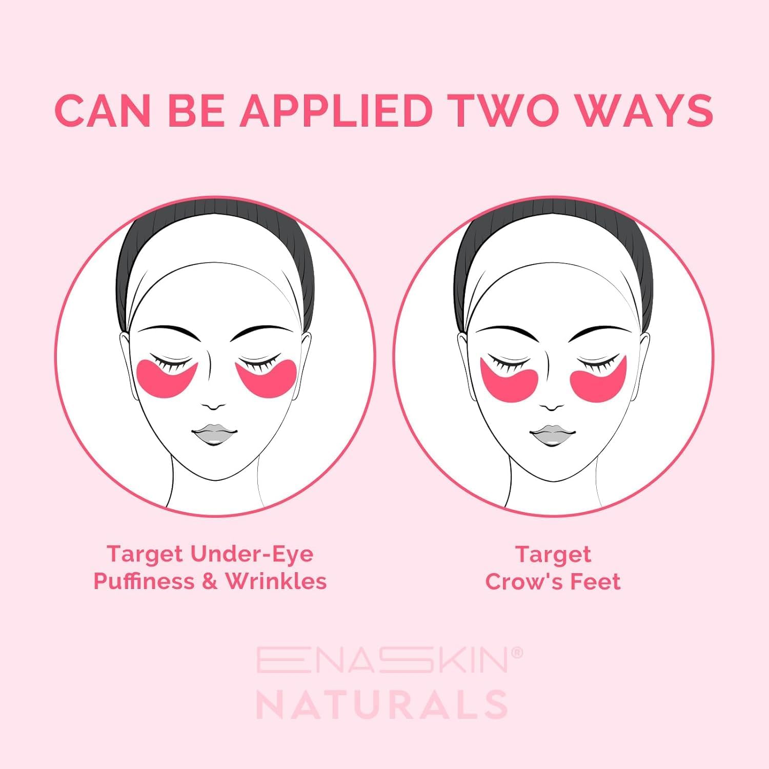 Hydrating hyaluronic acid and niacinamide under eye masks close up view