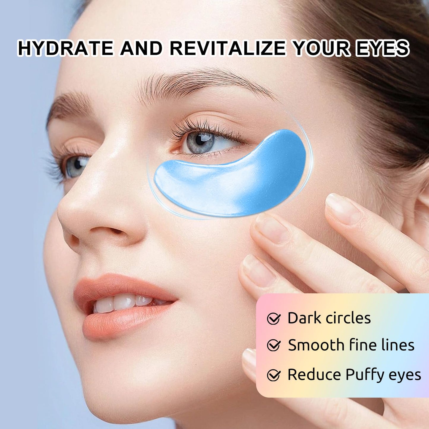 Permotary gel eye patches in four different colors arranged neatly to show the multi-colored variety pack.