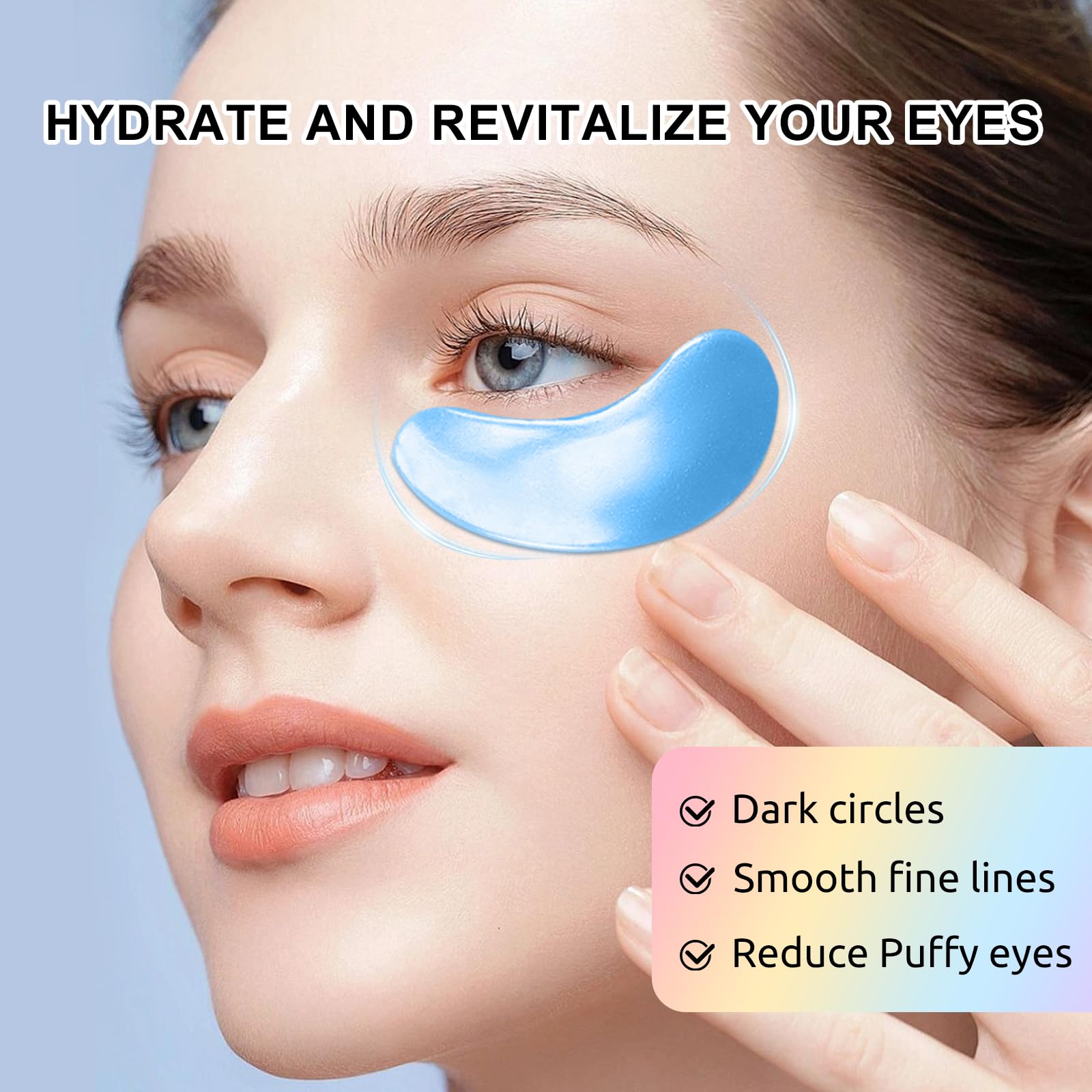 Permotary gel eye patches in four different colors arranged neatly to show the multi-colored variety pack.