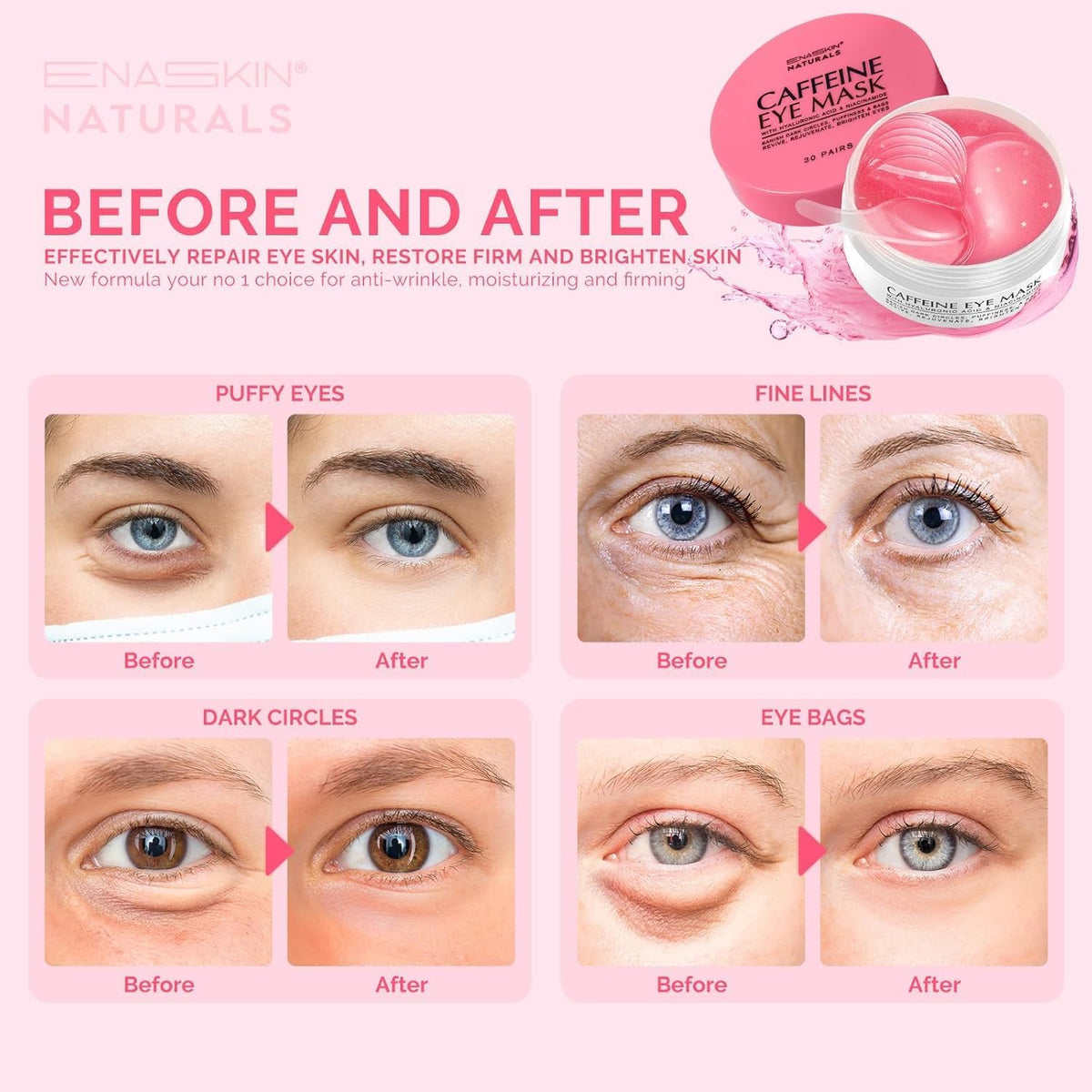Enaskin Naturals pink eye gels texture close up