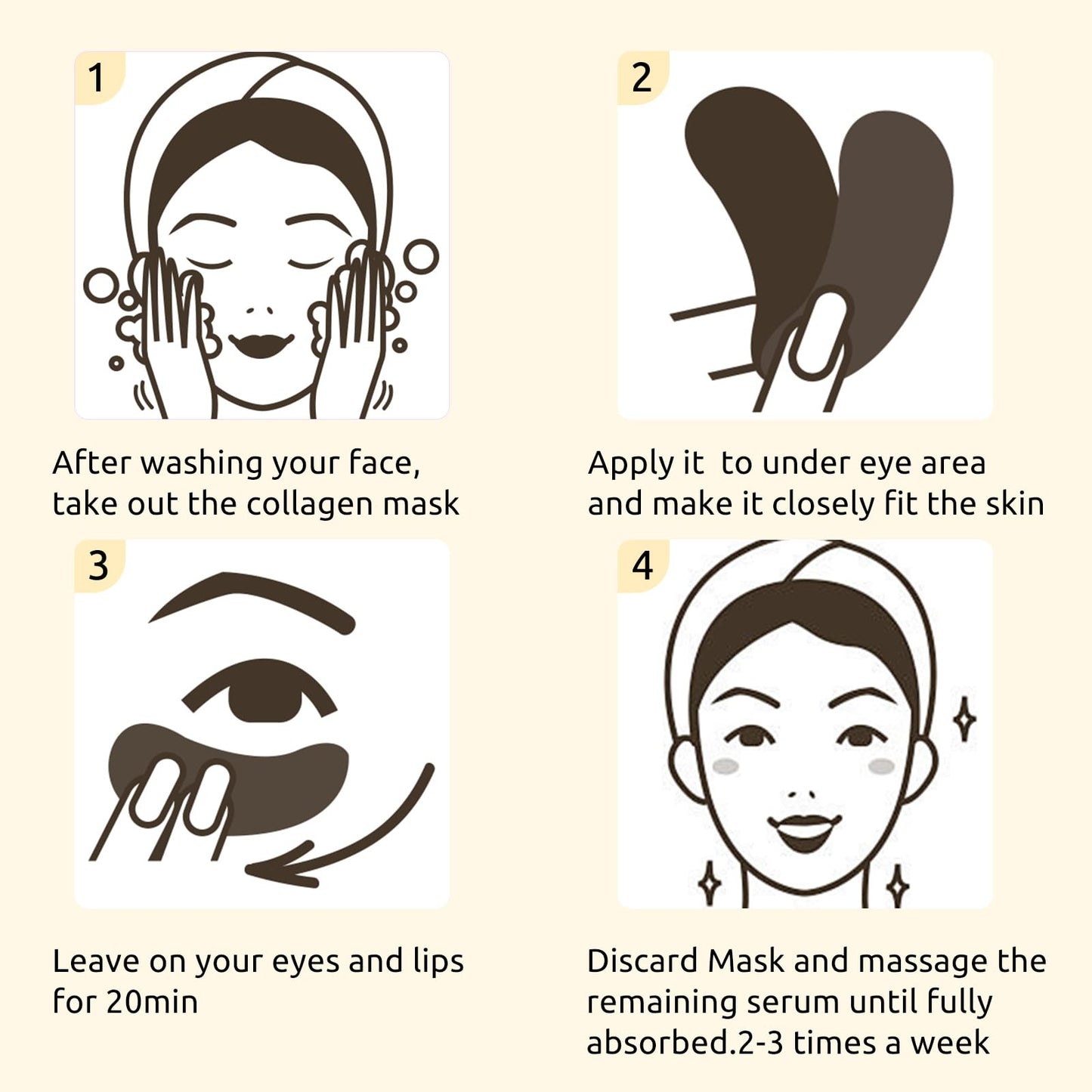 Infographic showing the key ingredients of hydrolyzed collagen and hyaluronic acid for dark circles treatment.