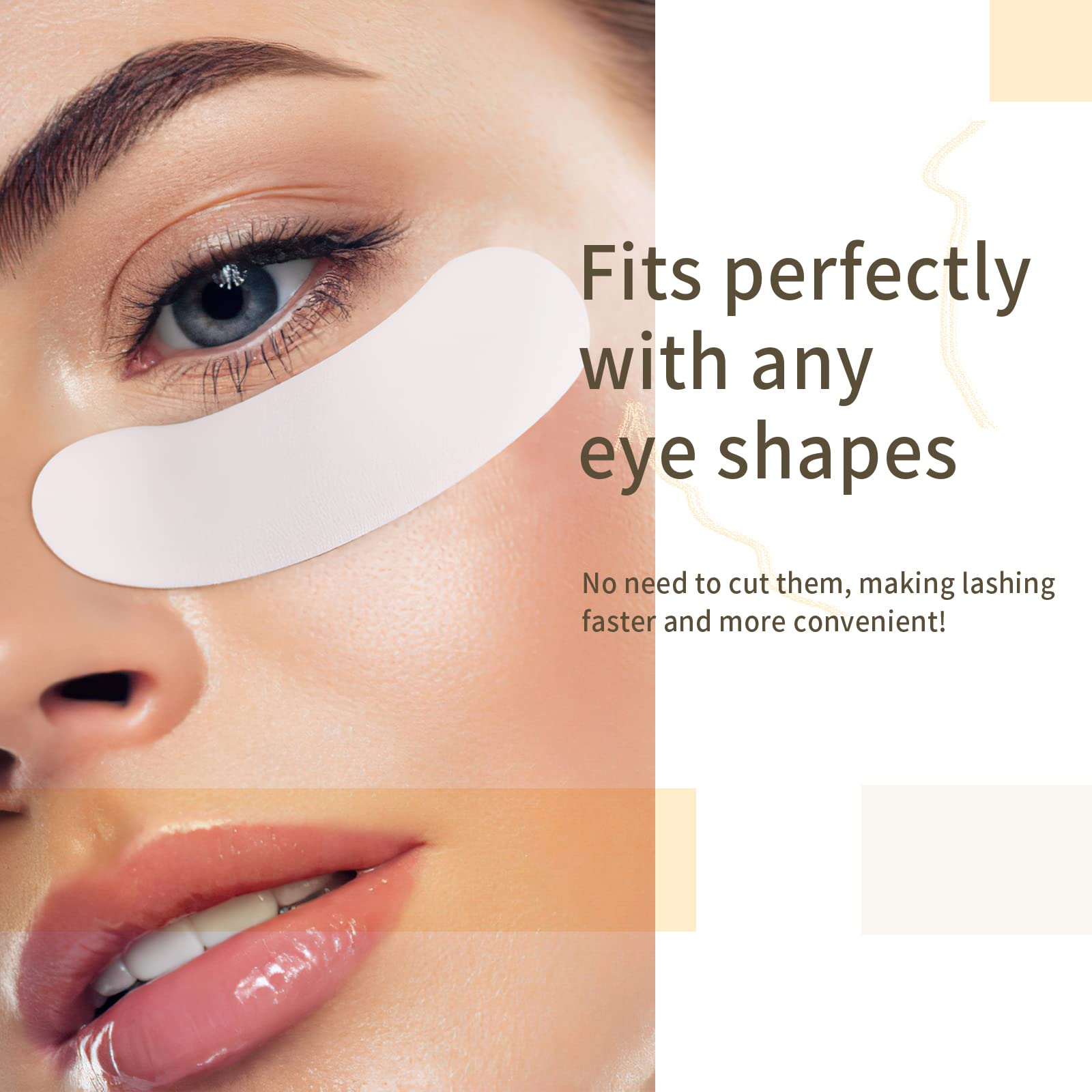Waterproof foam eye patches for salon use showing the moderate adhesive backing material.