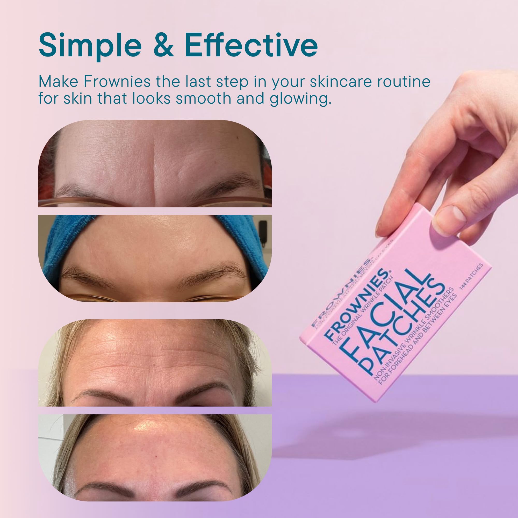 Detailed view of Frownies patch application process on skin