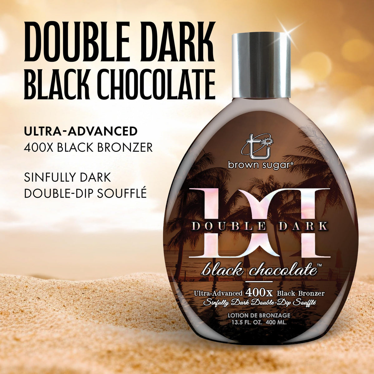 Tan Inc 400X black bronzer tanning lotion side profile and label detail