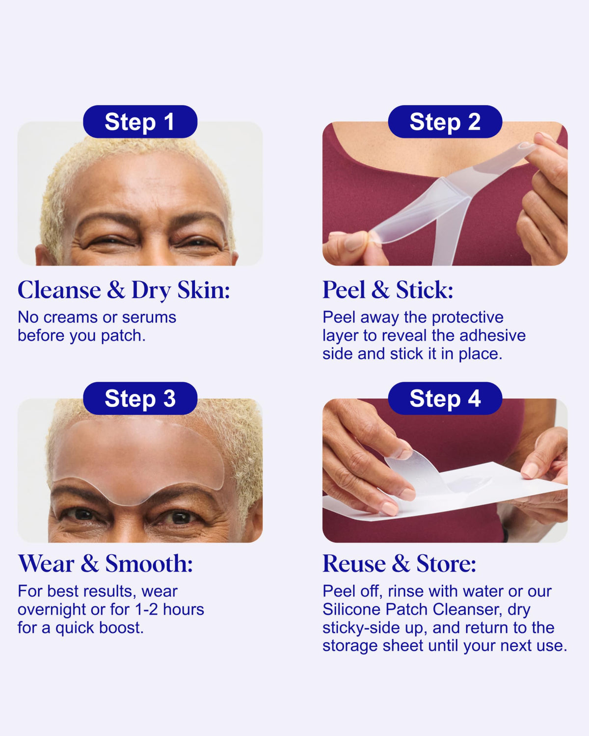 Packaging box showing 2 count forehead wrinkle smoothing kit